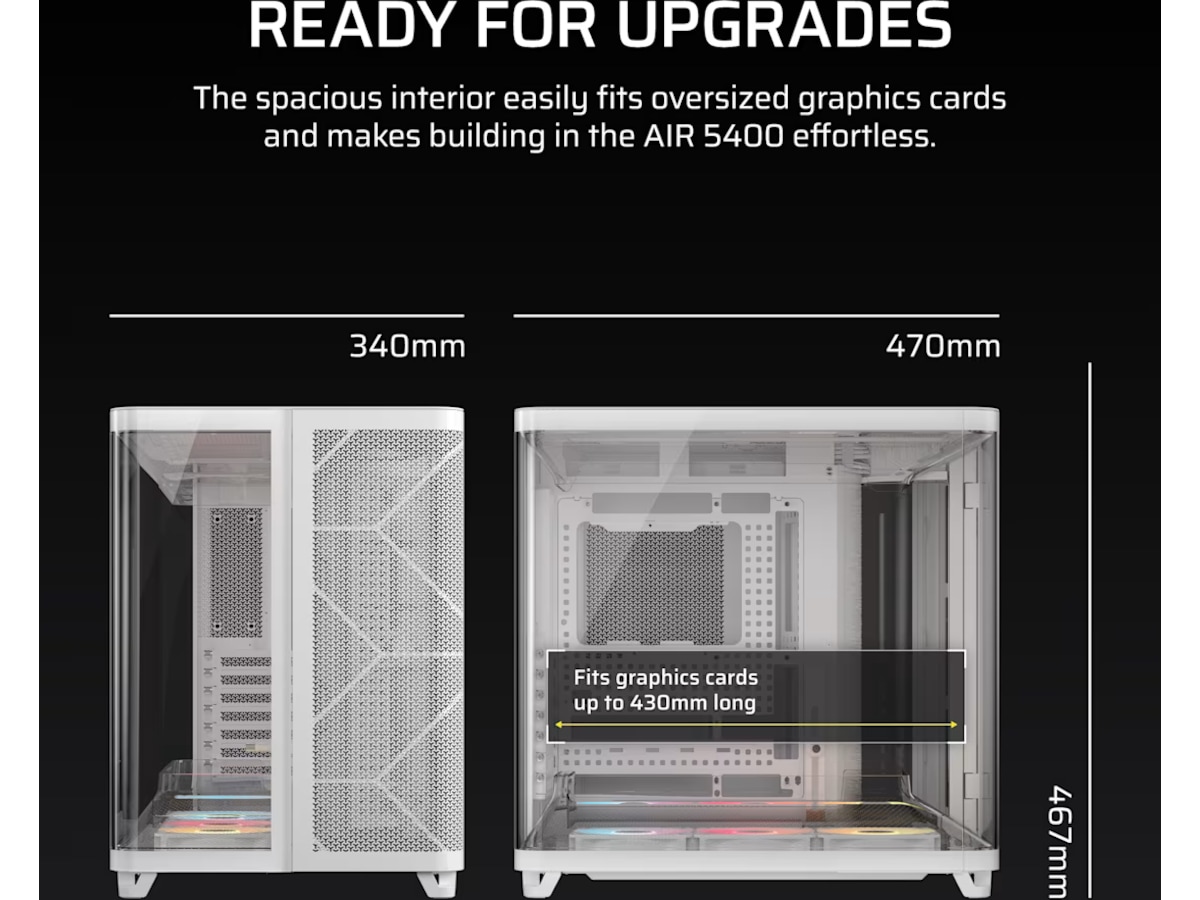 Corsair AIR 5400 RS-R ARGB Triple Chamber Mid Tower (hvid) Midi tower