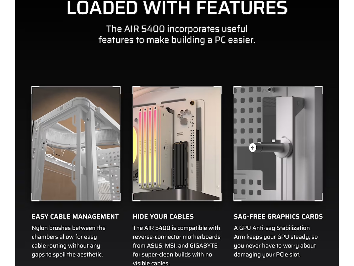 Corsair AIR 5400 RS-R ARGB Triple Chamber Mid Tower (hvid) Midi tower