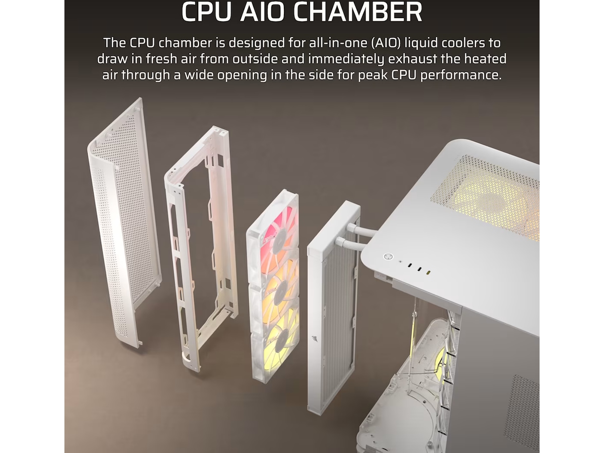 Corsair AIR 5400 RS-R ARGB Triple Chamber Mid Tower (hvid) Midi tower