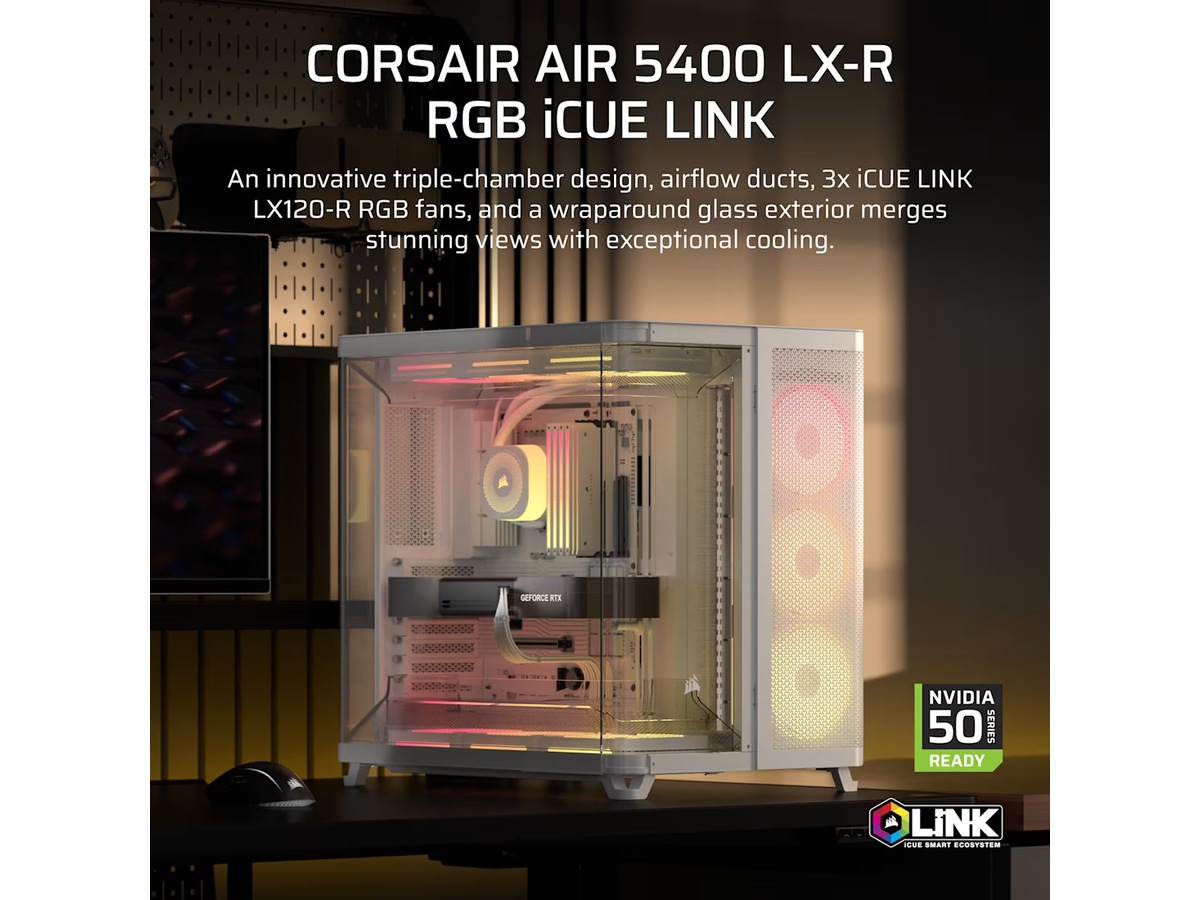 Corsair AIR 5400 LX-R RGB iCUE LINK Triple Chamber Mid Tower (vit) Midi tower