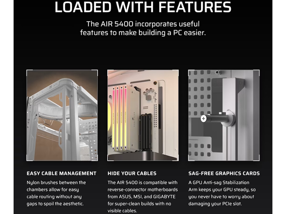 Corsair AIR 5400 LX-R RGB iCUE LINK Triple Chamber Mid Tower (vit) Midi tower