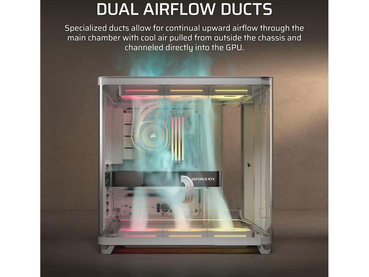 Corsair AIR 5400 LX-R RGB iCUE LINK Triple Chamber Mid Tower (vit) Midi tower