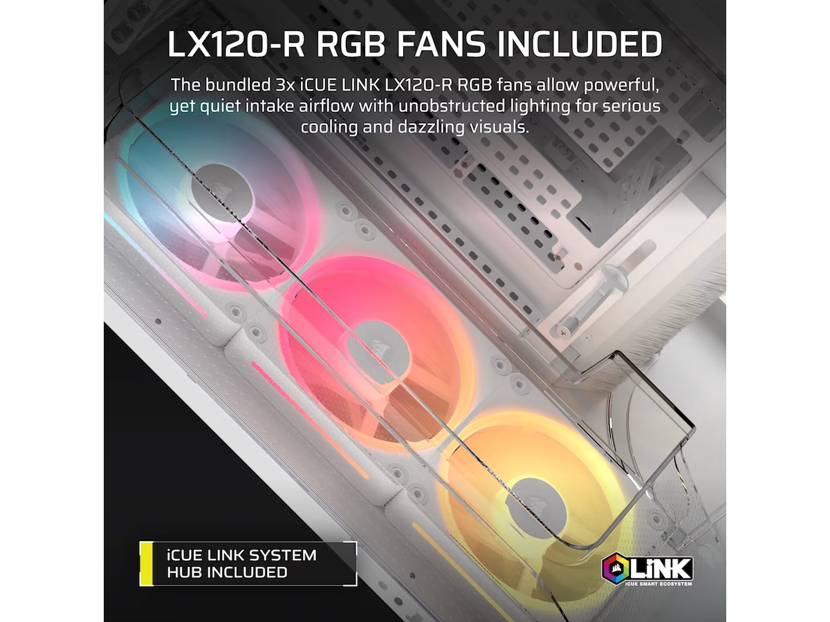 Corsair AIR 5400 LX-R RGB iCUE LINK Triple Chamber Mid Tower (vit) Midi tower