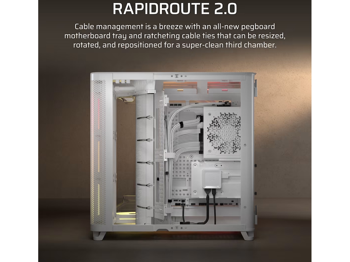 Corsair AIR 5400 LX-R RGB iCUE LINK Triple Chamber Mid Tower (vit) Midi tower