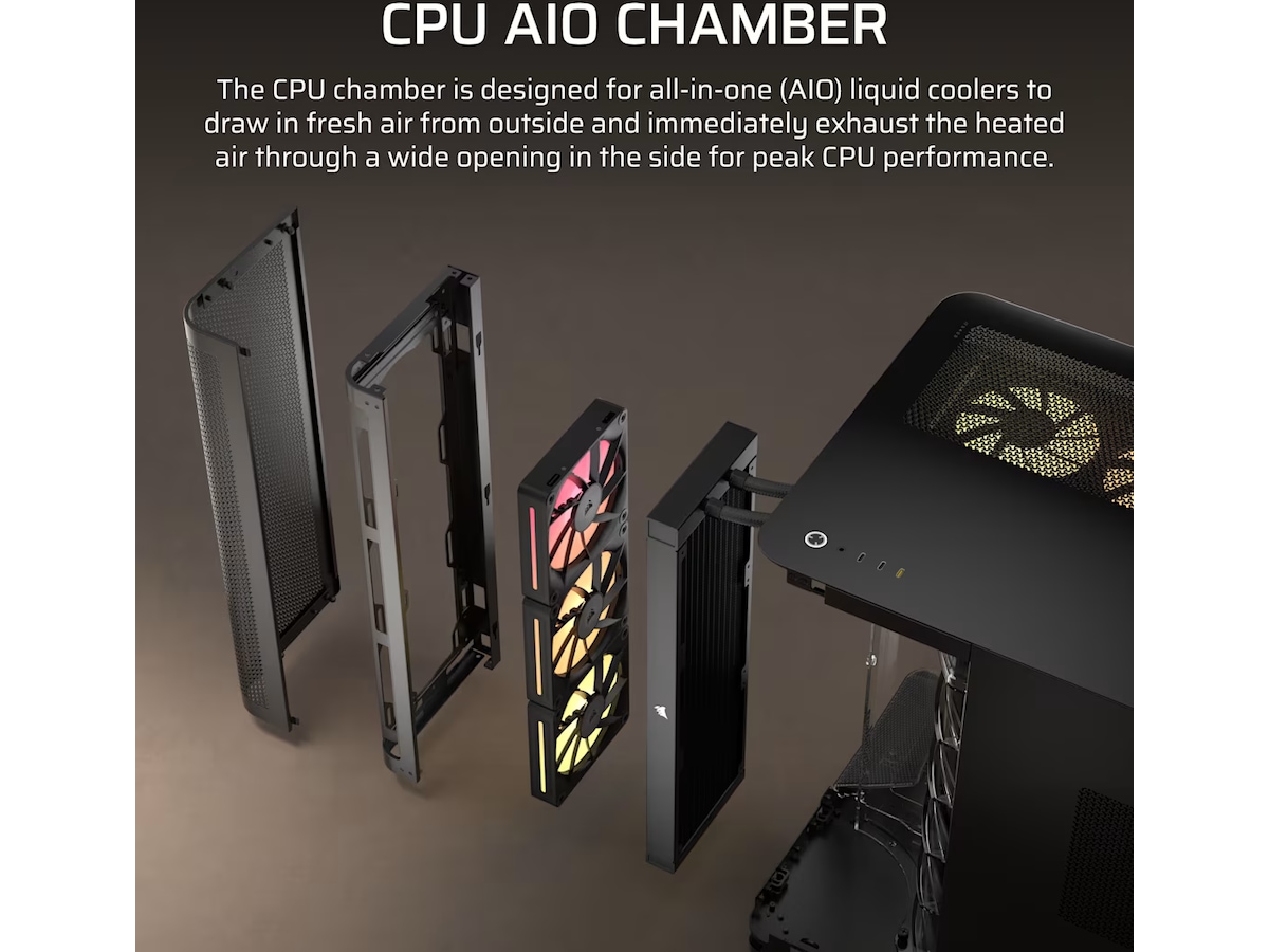 Corsair AIR 5400 LX-R RGB iCUE LINK Triple Chamber Mid Tower (svart) Midi tower