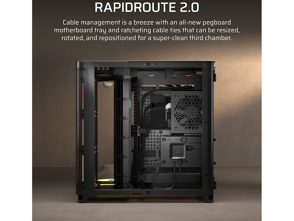 Corsair AIR 5400 LX-R RGB iCUE LINK Triple Chamber Mid Tower (svart) Midi tower