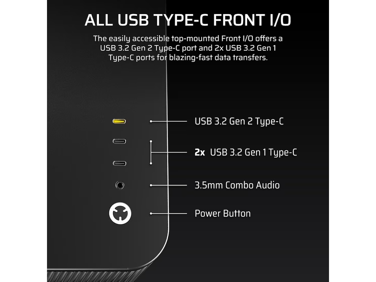 Corsair AIR 5400 LX-R RGB iCUE LINK Triple Chamber Mid Tower (svart) Midi tower
