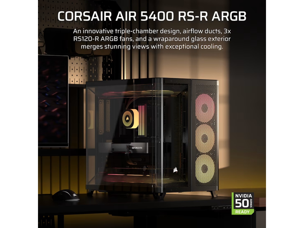 Corsair AIR 5400 RS-R ARGB Trippelkammare Mid Tower (svart) Midi tower