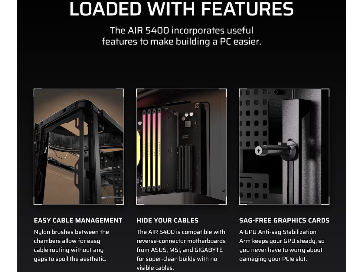 Corsair AIR 5400 RS-R ARGB Trippelkammare Mid Tower (svart) Midi tower
