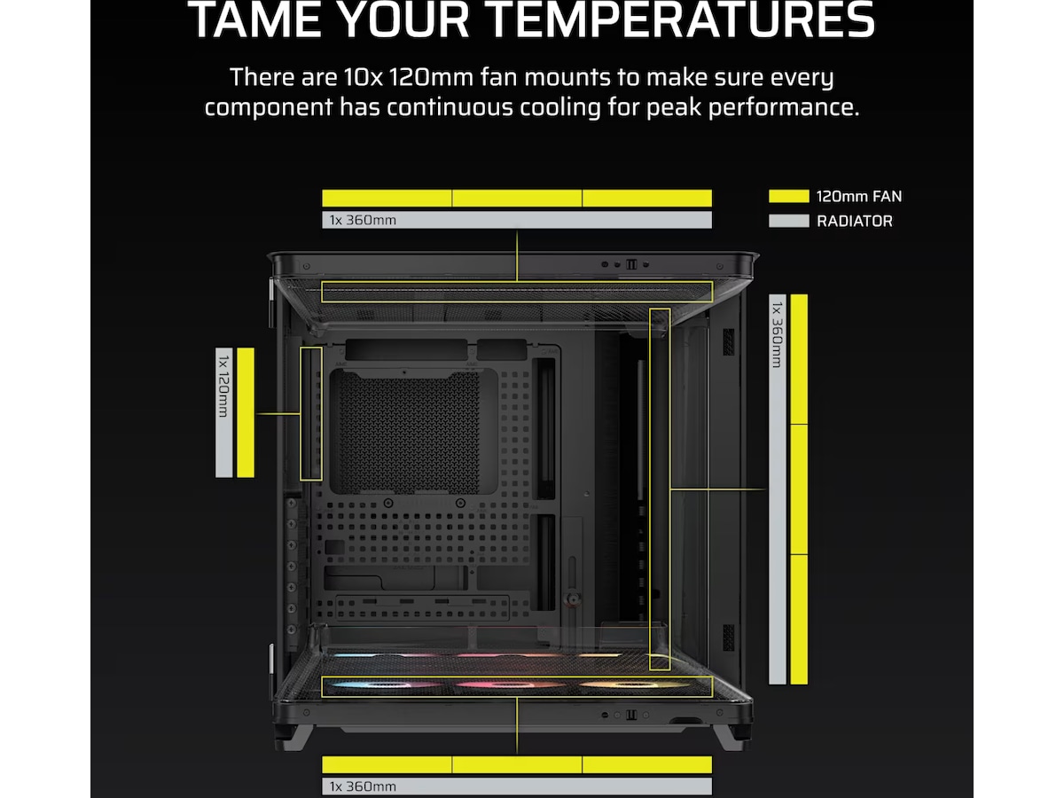 Corsair AIR 5400 RS-R ARGB Trippelkammare Mid Tower (svart) Midi tower