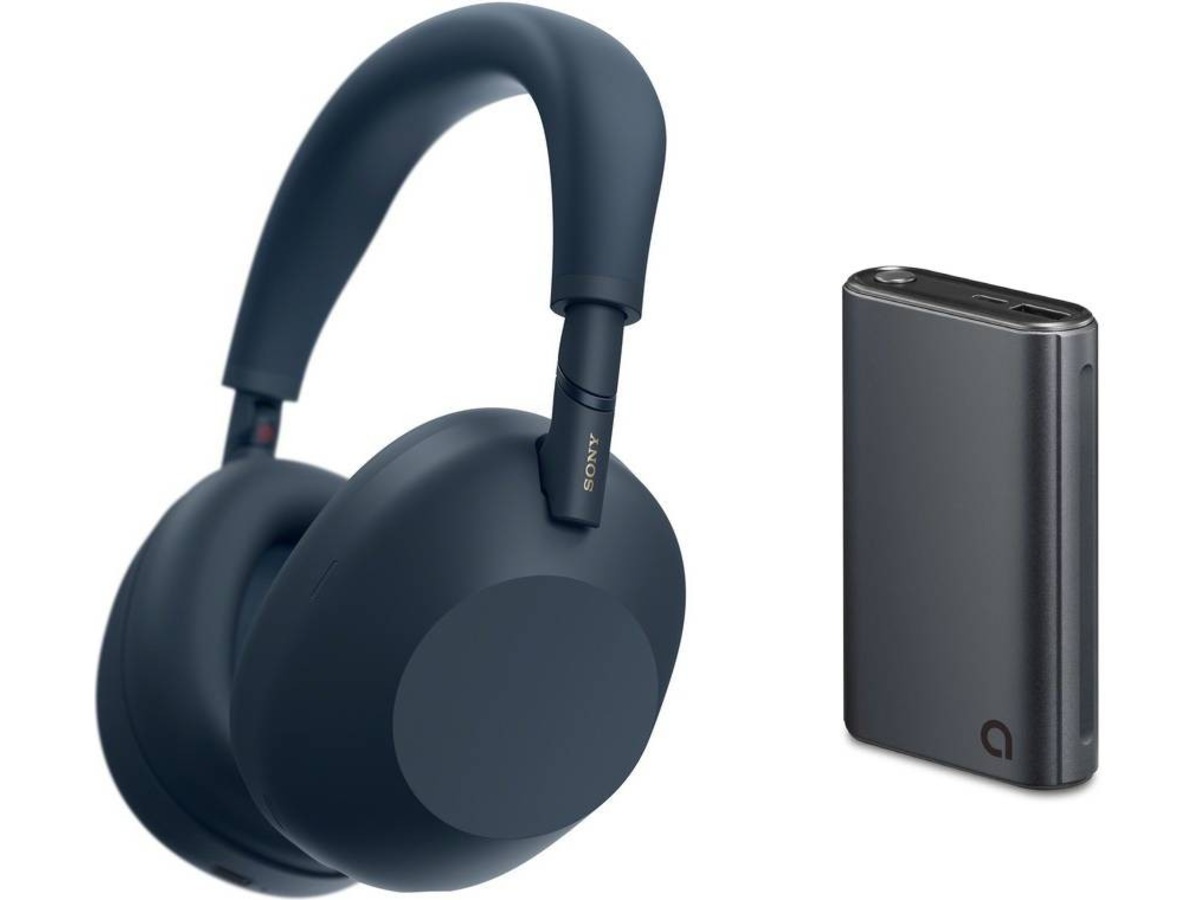 Sony WH-1000XM6 trådlösa hörlurar, Over-Ear (blå) + powerbank Hörlurar