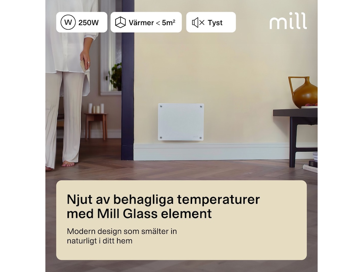 Mill Glass MB250 Panelelement 250W (vit) Panelelement