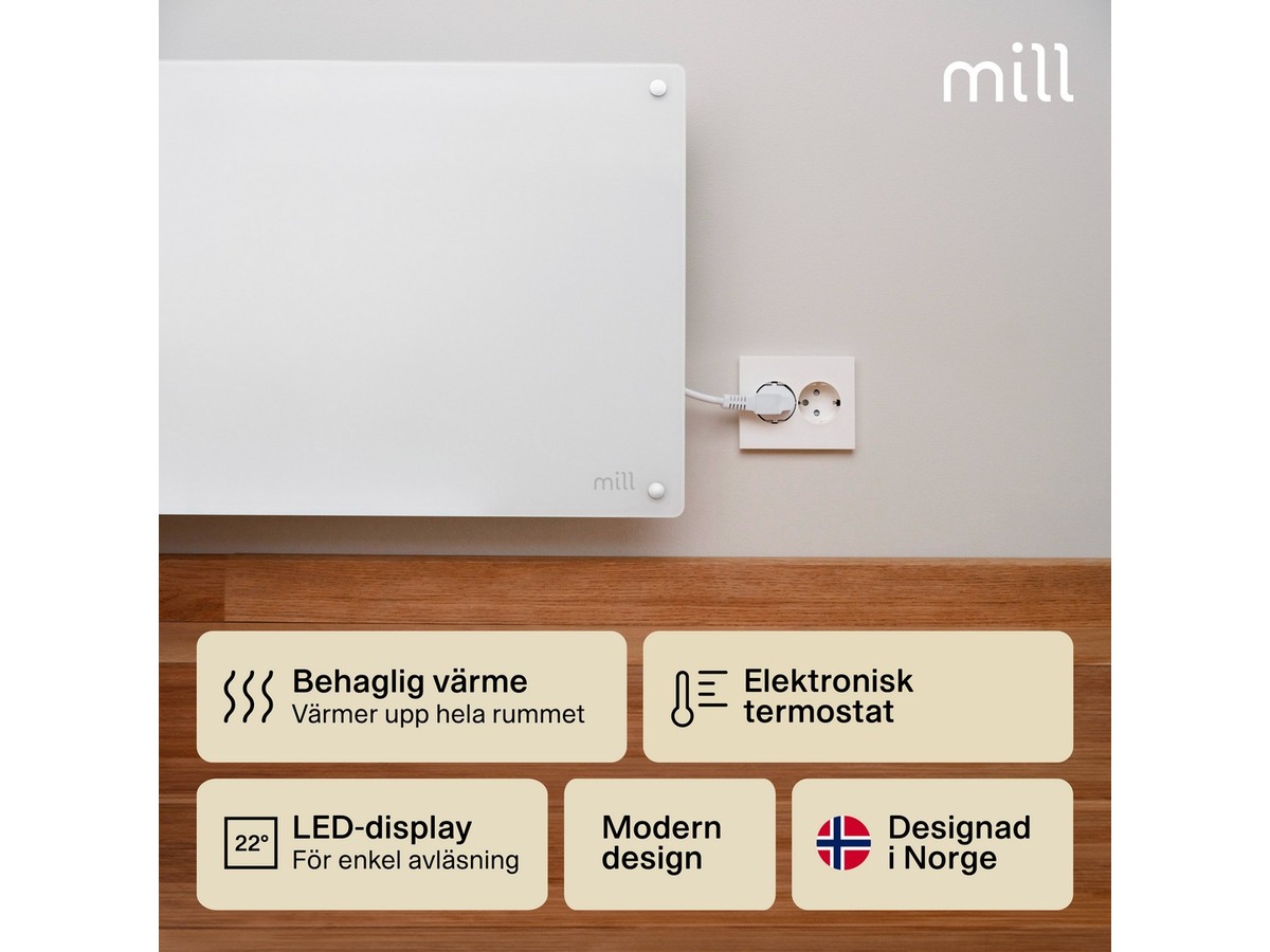 Mill Glass MB250 Panelelement 250W (vit) Panelelement