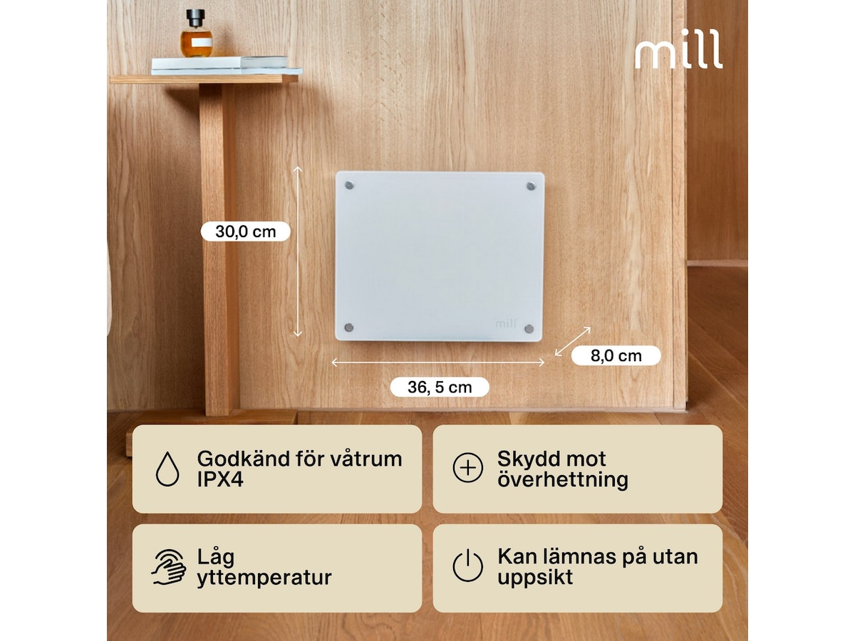 Mill Glass MB250 Panelelement 250W (vit) Panelelement