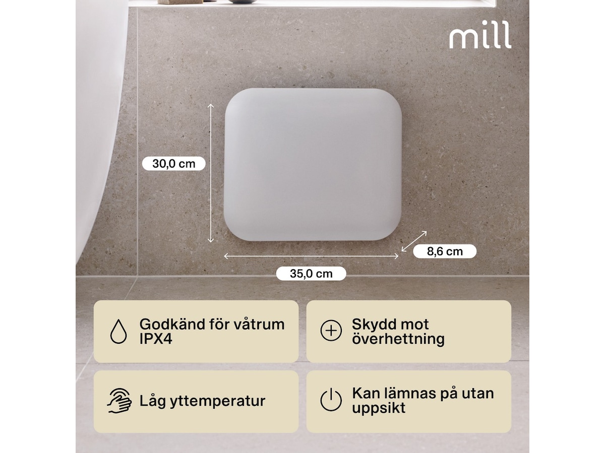 Mill Steel IB250 Panelelement 250W (vit) Panelelement