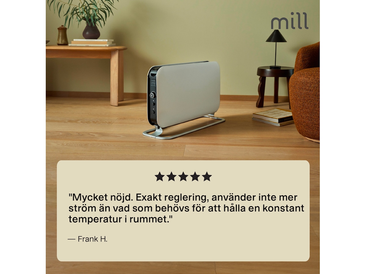 Mill WiFi golvelement 1200W (vit) Fristående element