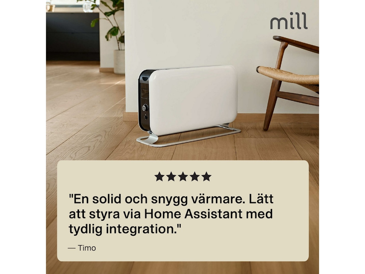 Mill Max WiFi golvelement 1500W (vit) Fristående element