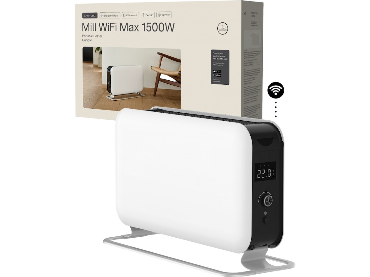 Mill Max WiFi golvelement 1500W (vit) Fristående element