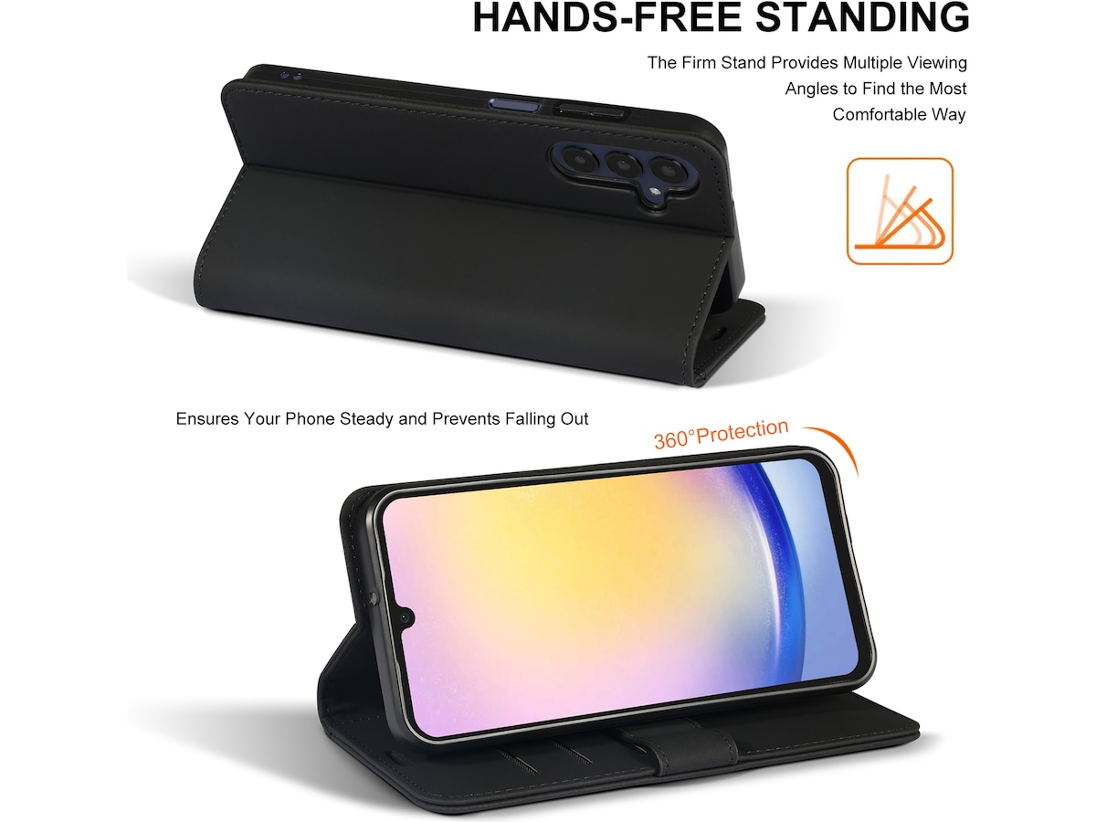 iiglo Samsung Galaxy A25 Plånboksfodral (svart) Mobilskal