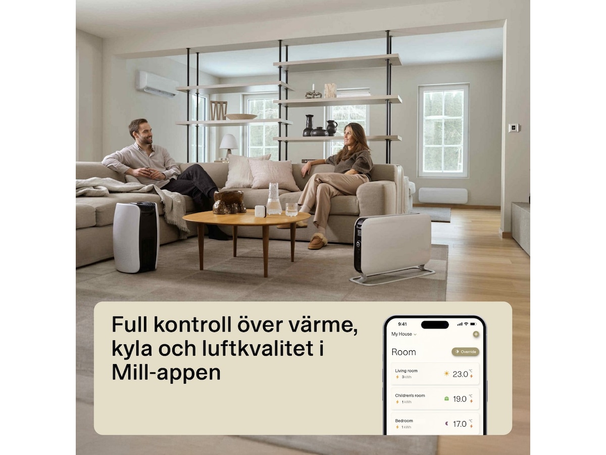 Mill Gentle Air WiFi oljeugn 1500W (vit) Fristående element