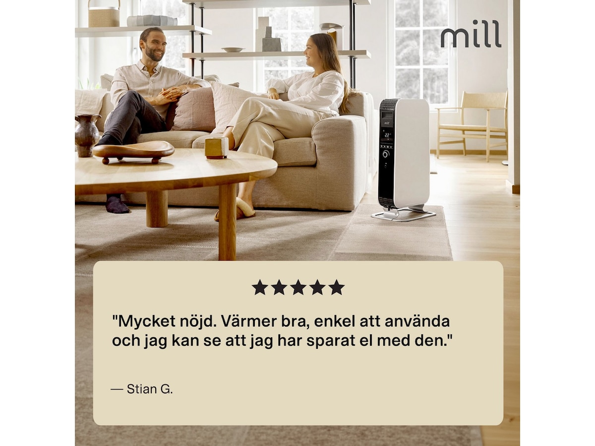 Mill Gentle Air WiFi oljeugn 1500W (vit) Fristående element