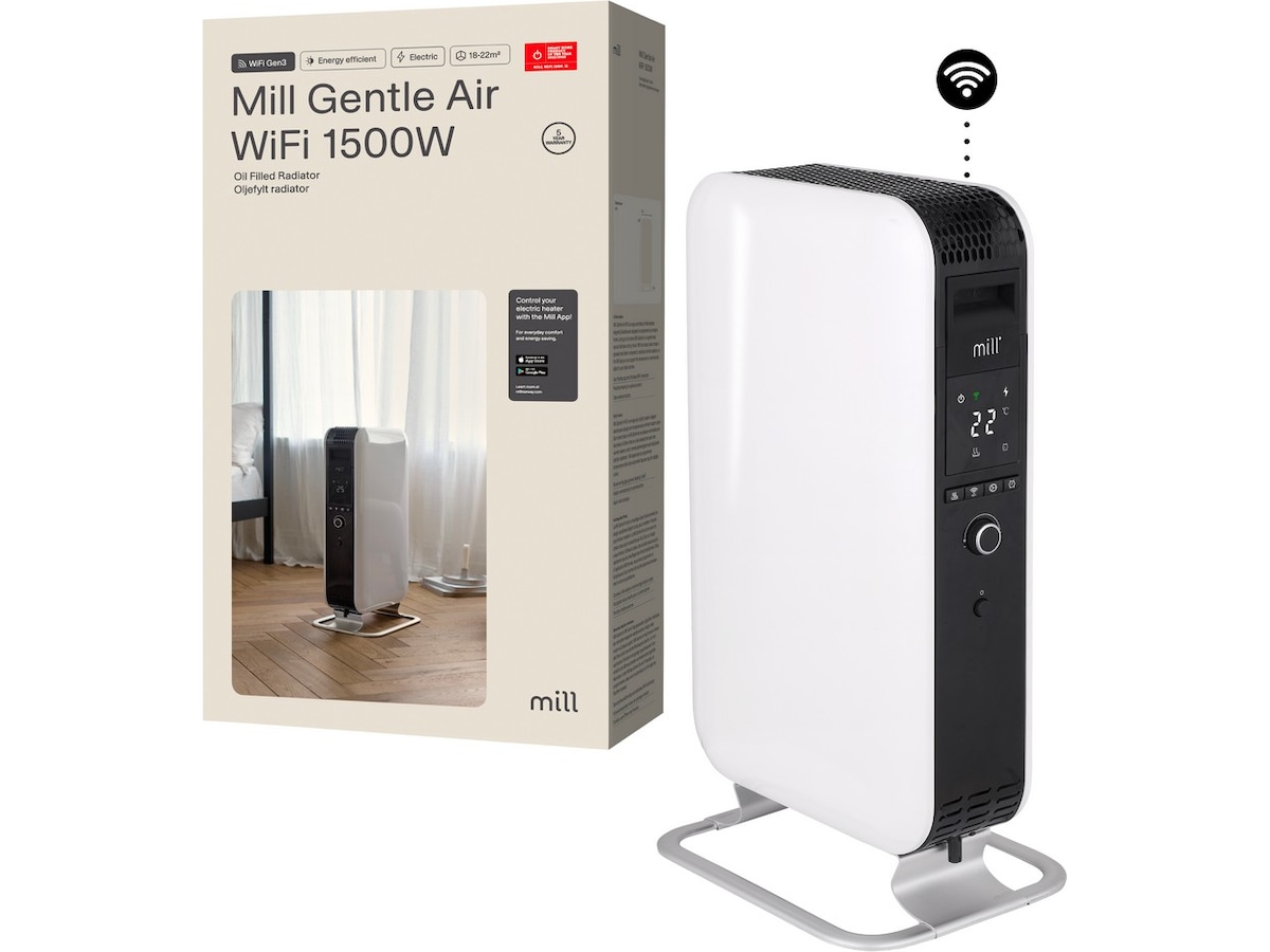 Mill Gentle Air WiFi oljeugn 1500W (vit) Fristående element