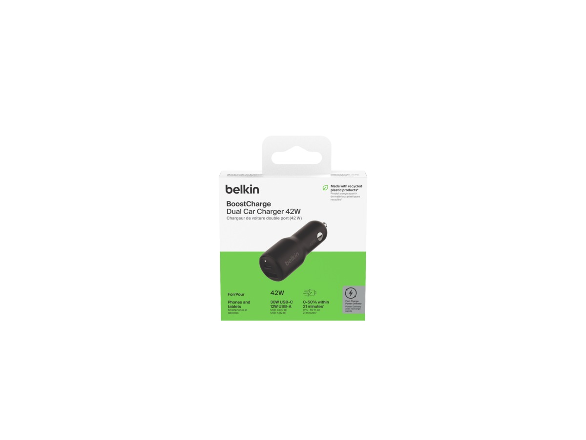 Belkin BoostCharge Dubbel billaddare på 42 W Mobilladdare