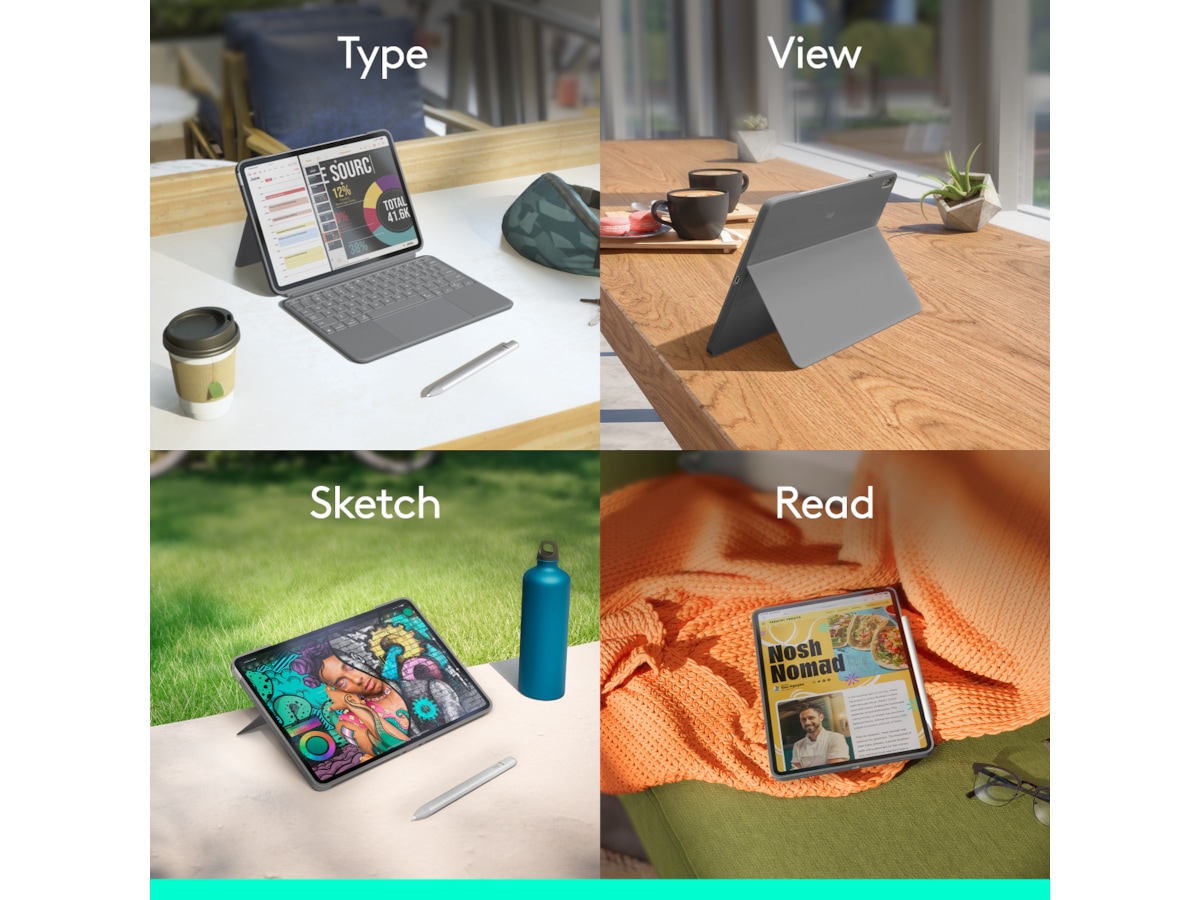 Logitech iPad Air 11" Combo Touch Tangentbordfodral (oxford grey) Tangentbord och pennor