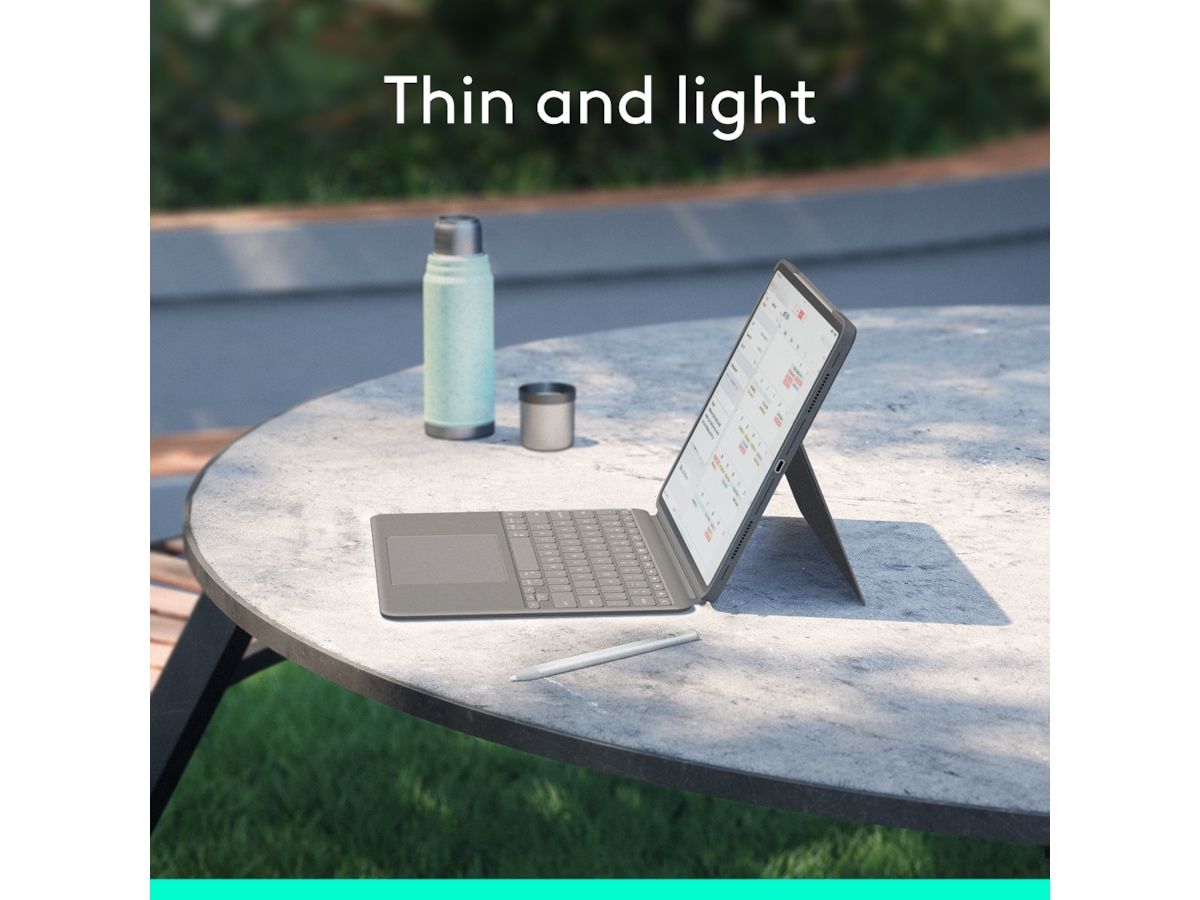 Logitech iPad Air 13" Combo Touch tangentbordsfodral (oxfordgrå) Tangentbord och pennor