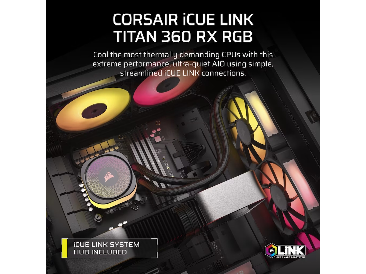 Corsair iCUE LINK Titan 360 RX RGB AIO Kylare (svart) CPU - Vattenkylning