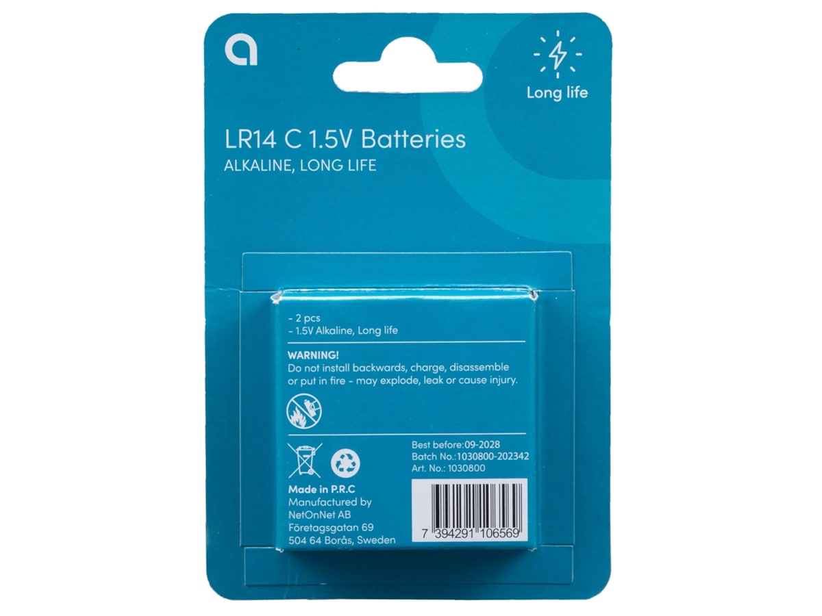 2-pack LR14 C-batterier 1,5 V Batterier för allmänt bruk