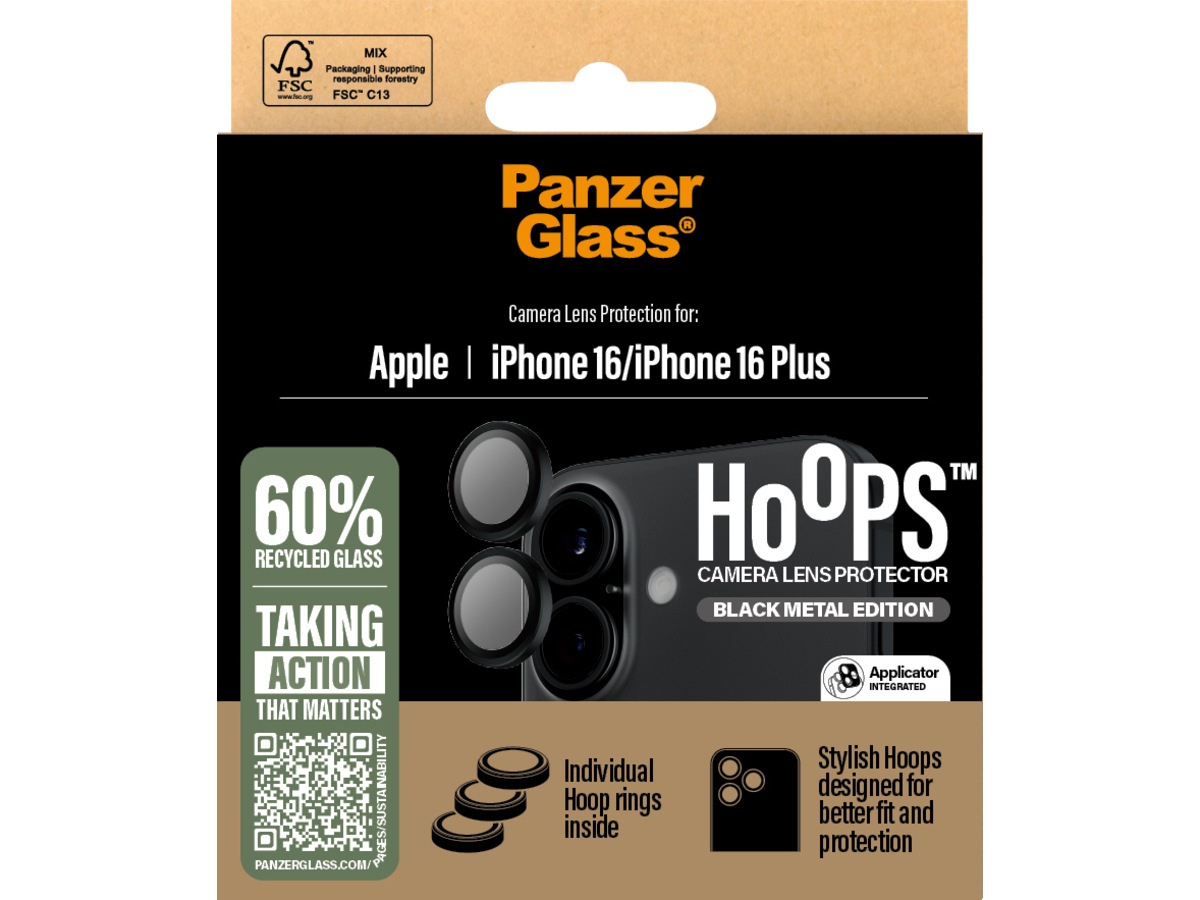 PanzerGlass iPhone 16 / 16 Plus Hoops Linsskydd Skärmskydd mobiltelefon