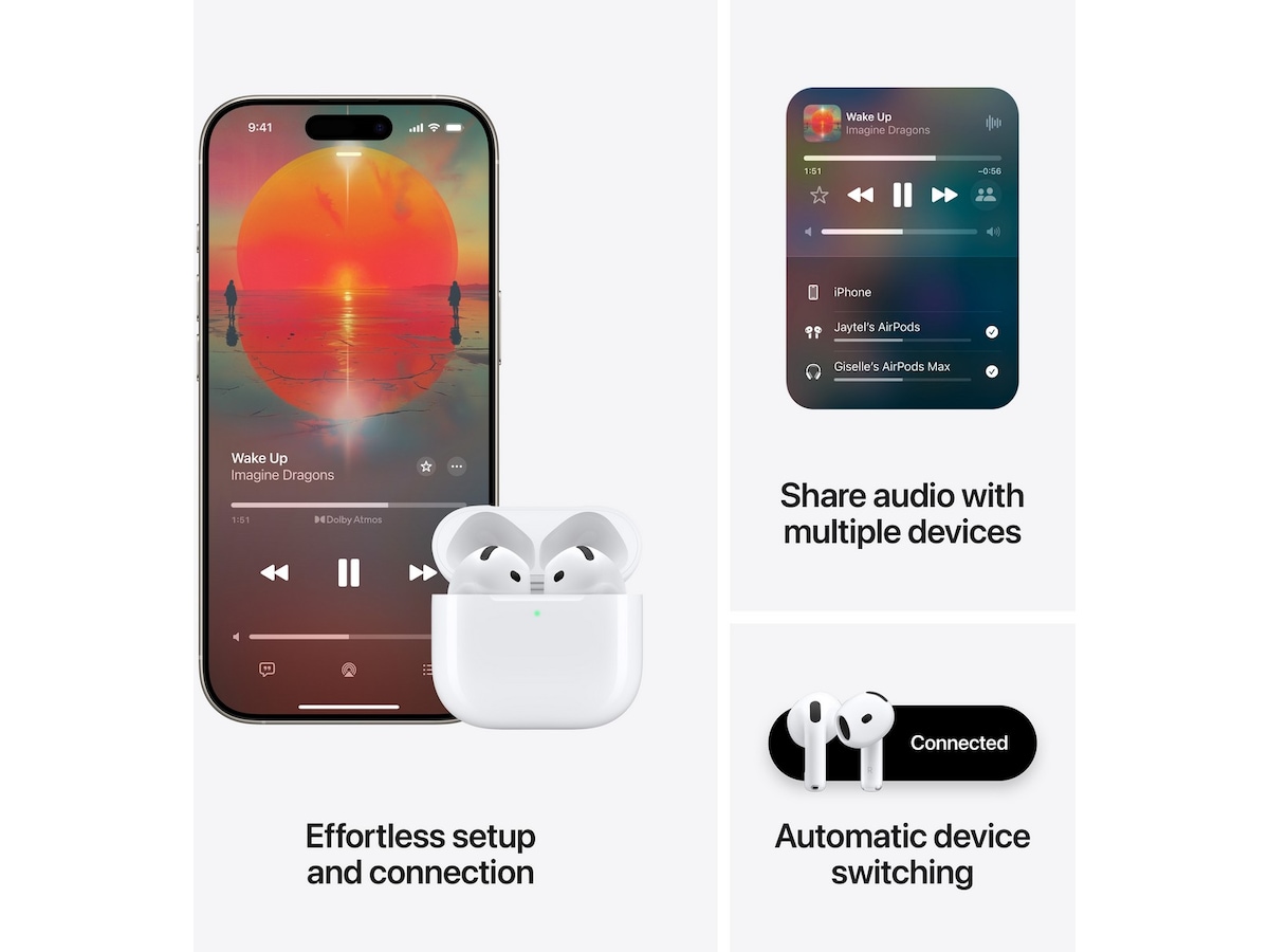 Apple AirPods 4 trådlösa hörlurar, In-ear (vit) In-ear hörlurar