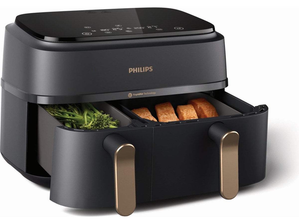 Philips dual basket airfryer 9L NA352/00 (grå/koppar) -B-Grade Demo hem & hushåll