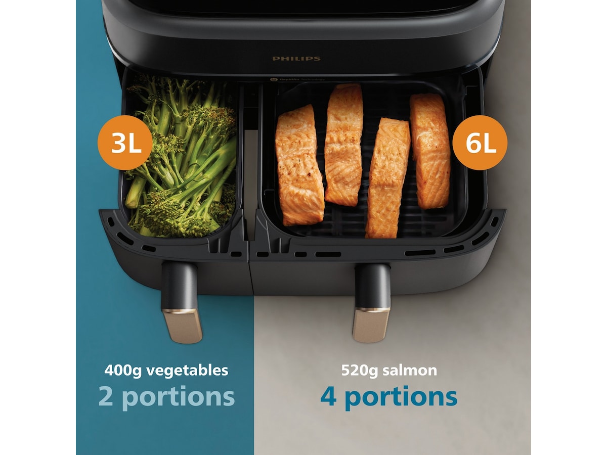 Philips dual basket airfryer 9L NA352/00 (grå/koppar) -B-Grade Demo hem & hushåll