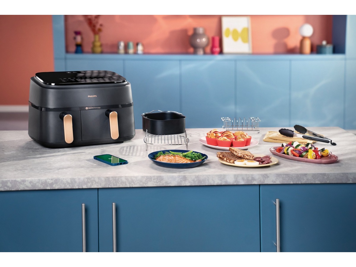 Philips dual basket airfryer 9L NA352/00 (grå/koppar) -B-Grade Demo hem & hushåll