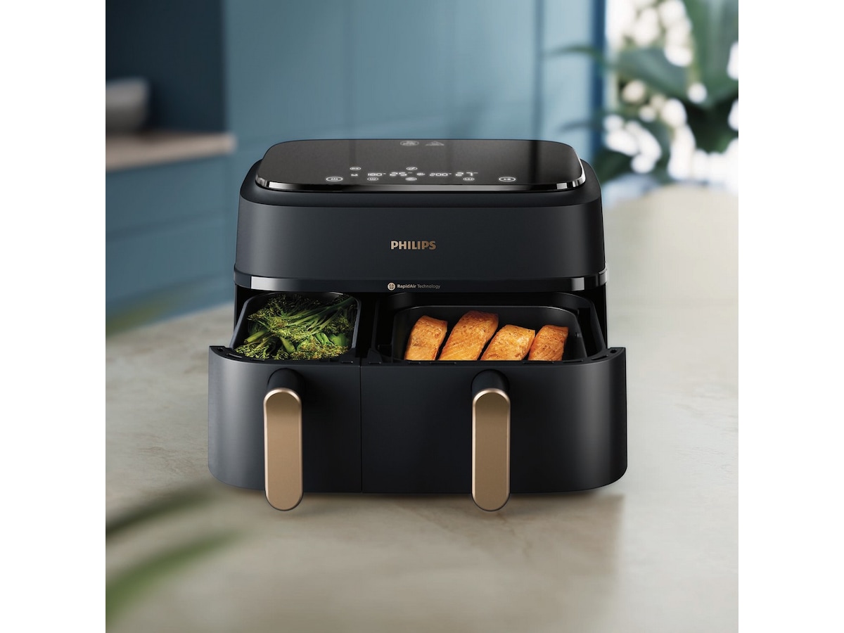 Philips dual basket airfryer 9L NA352/00 (grå/koppar) -B-Grade Demo hem & hushåll