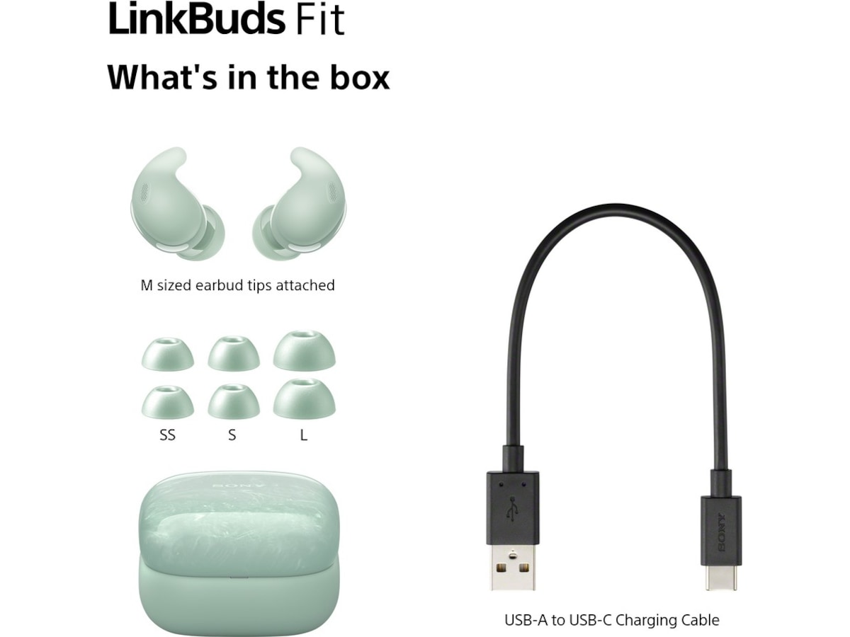Sony Linkbuds Fit trådlösa öronsnäckor, In-Ear (grön) In-ear hörlurar