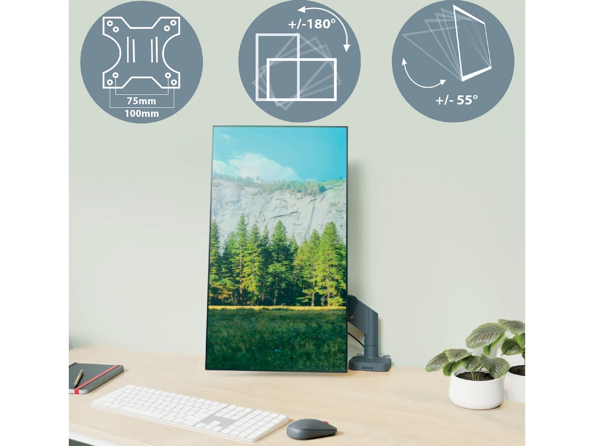 Leitz Ergo Monitorarm Dubbel, platsbesparande, 17"-32" skärmar Bord och väggfäste