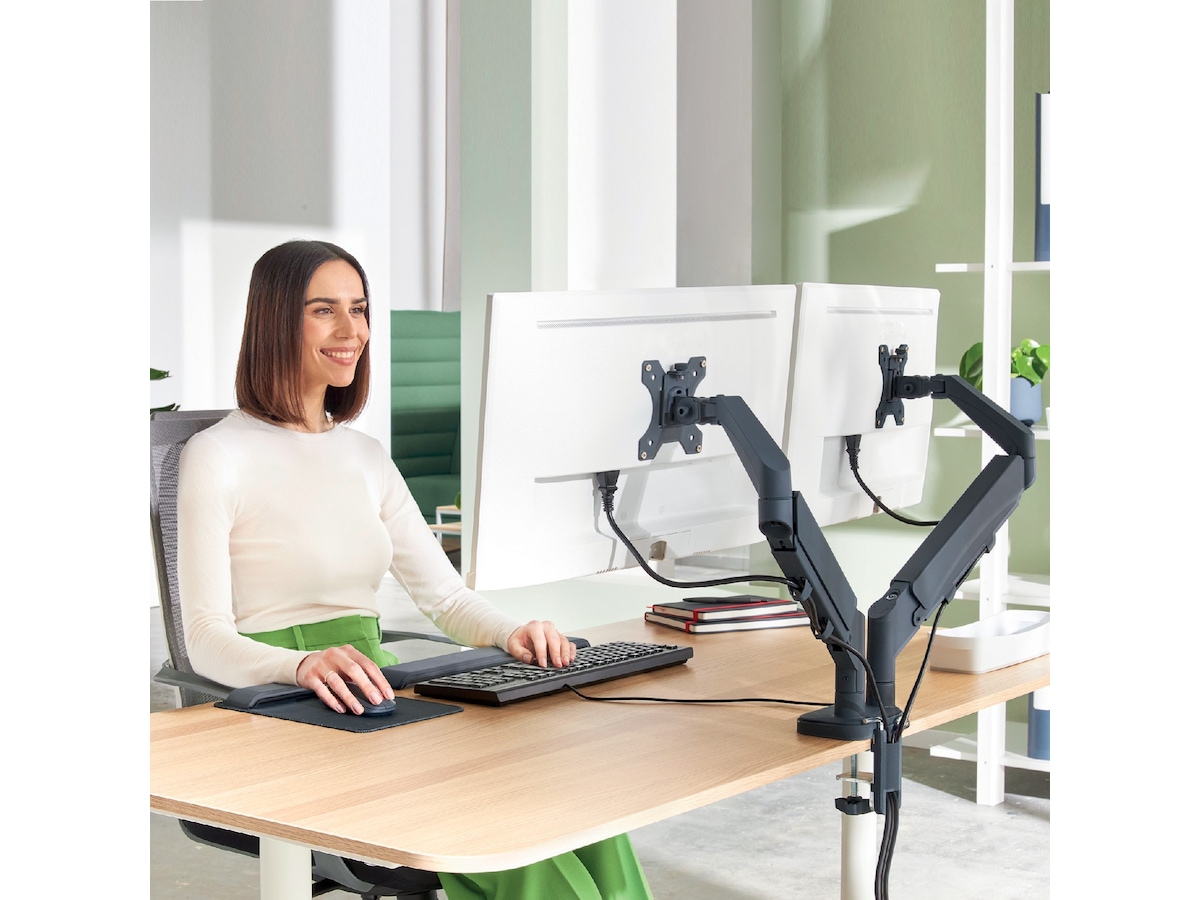 Leitz Ergo Monitorarm Dubbel, platsbesparande, 17"-32" skärmar Bord och väggfäste