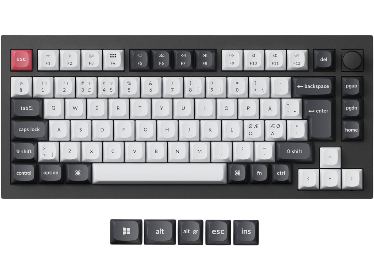 Keychron Q1 HE 75% QMK trådlöst gamingtangentbord (svart) Gamingtangentbord