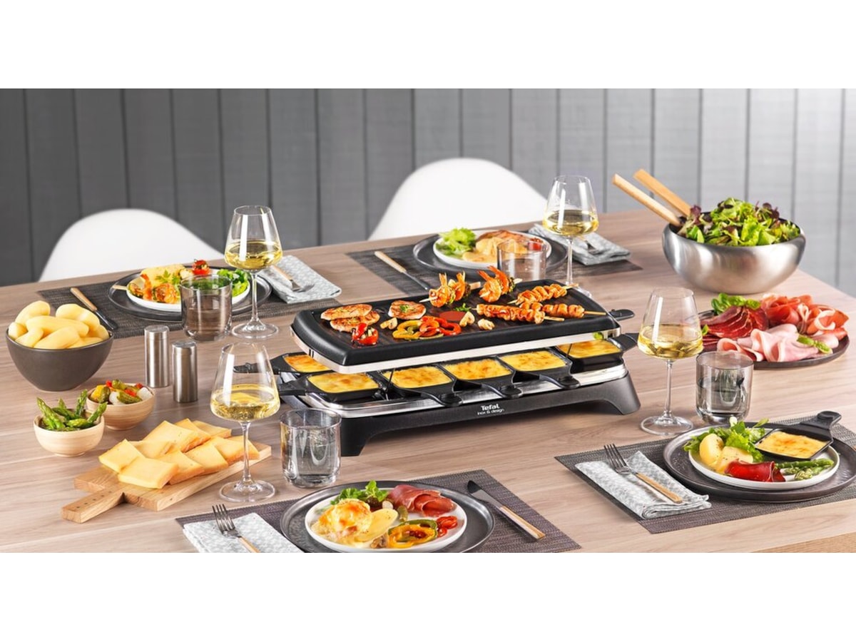 Tefal RE458812 raclette Inox & Design 10 pannor (svart) Övriga köksapparater