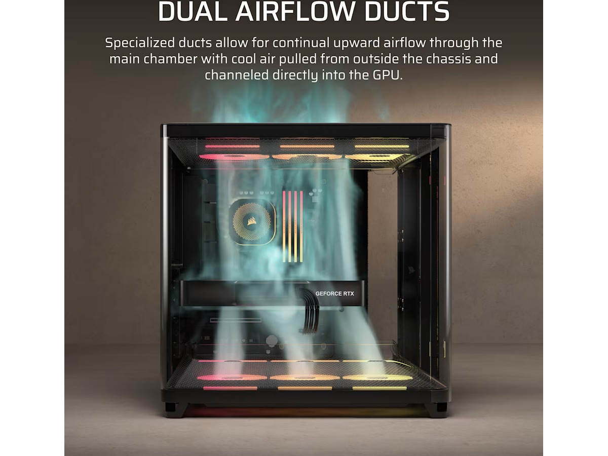 Corsair AIR 5400 LX-R RGB iCUE LINK Triple Chamber Mid Tower (svart) Midi tower