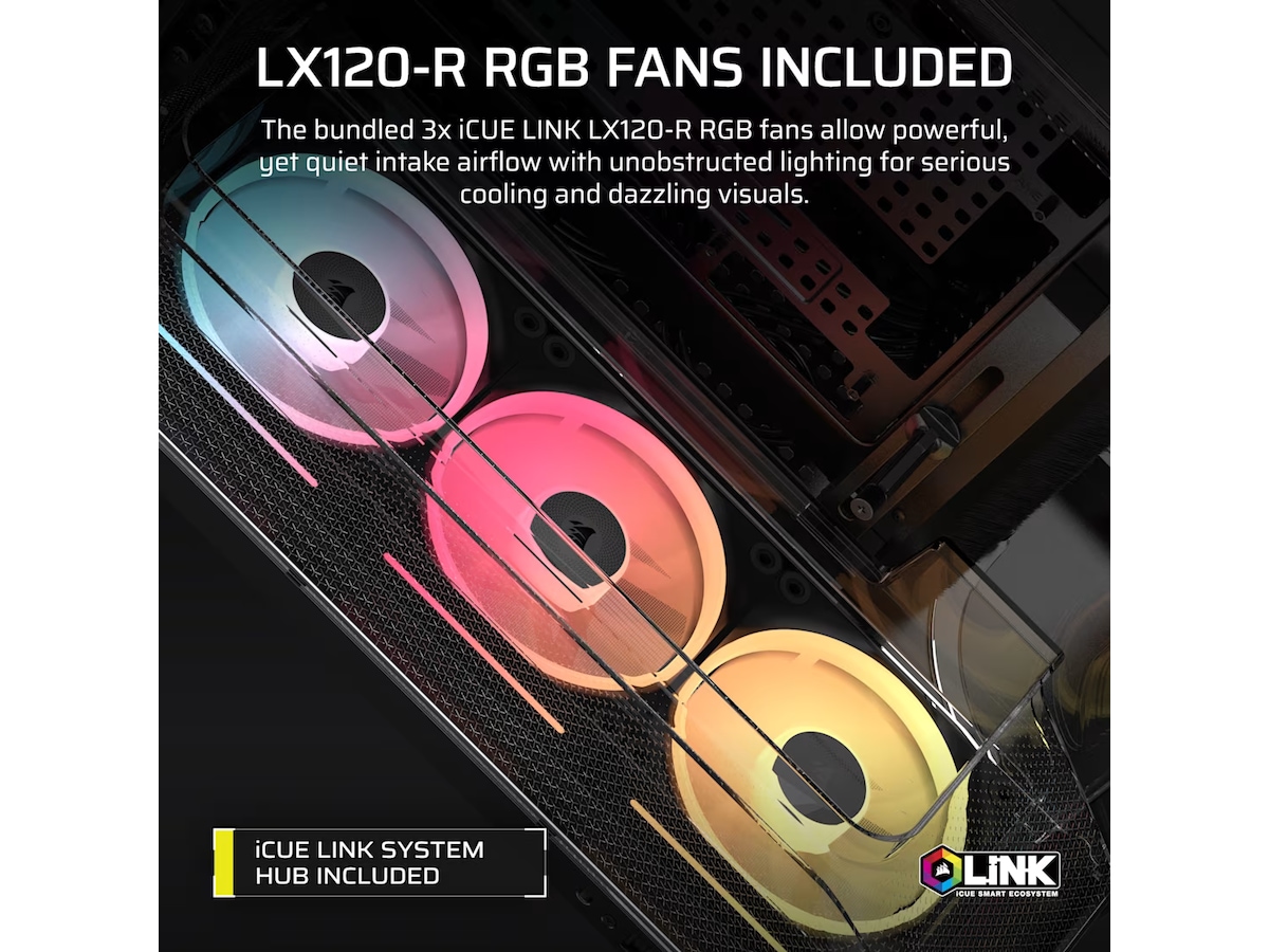 Corsair AIR 5400 LX-R RGB iCUE LINK Triple Chamber Mid Tower (svart) Midi tower