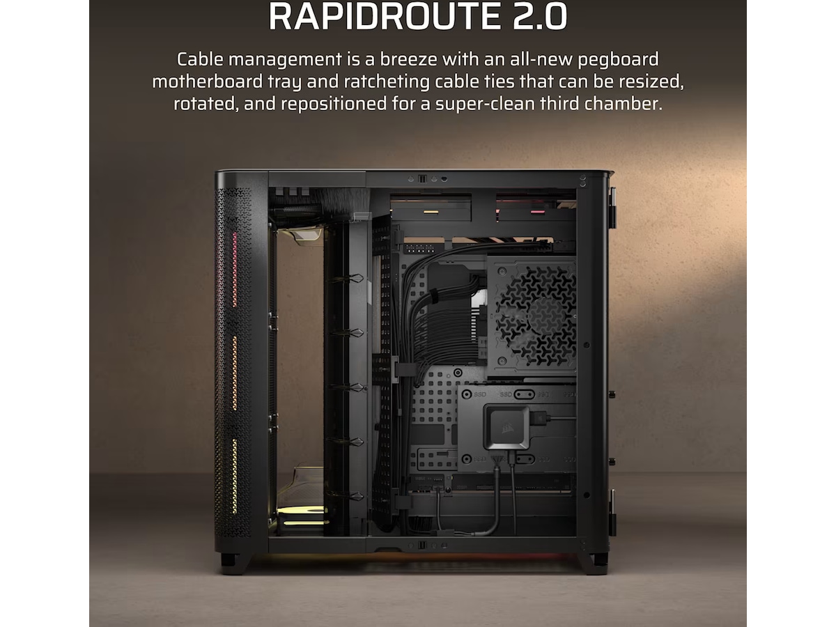 Corsair AIR 5400 LX-R RGB iCUE LINK Triple Chamber Mid Tower (svart) Midi tower