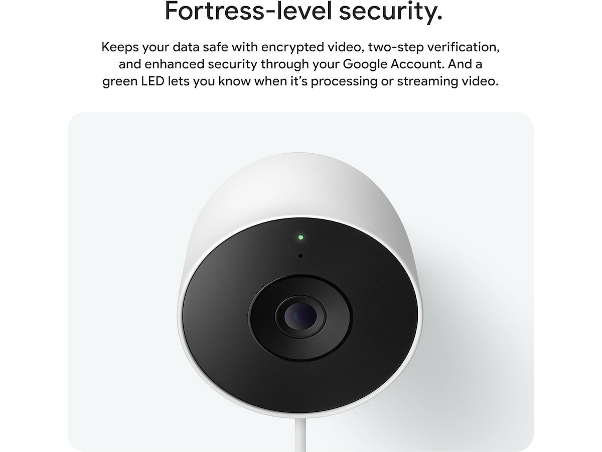 Google Nest Cam utomhus 2:a gen (med sladd, vit) Övervakningskamera