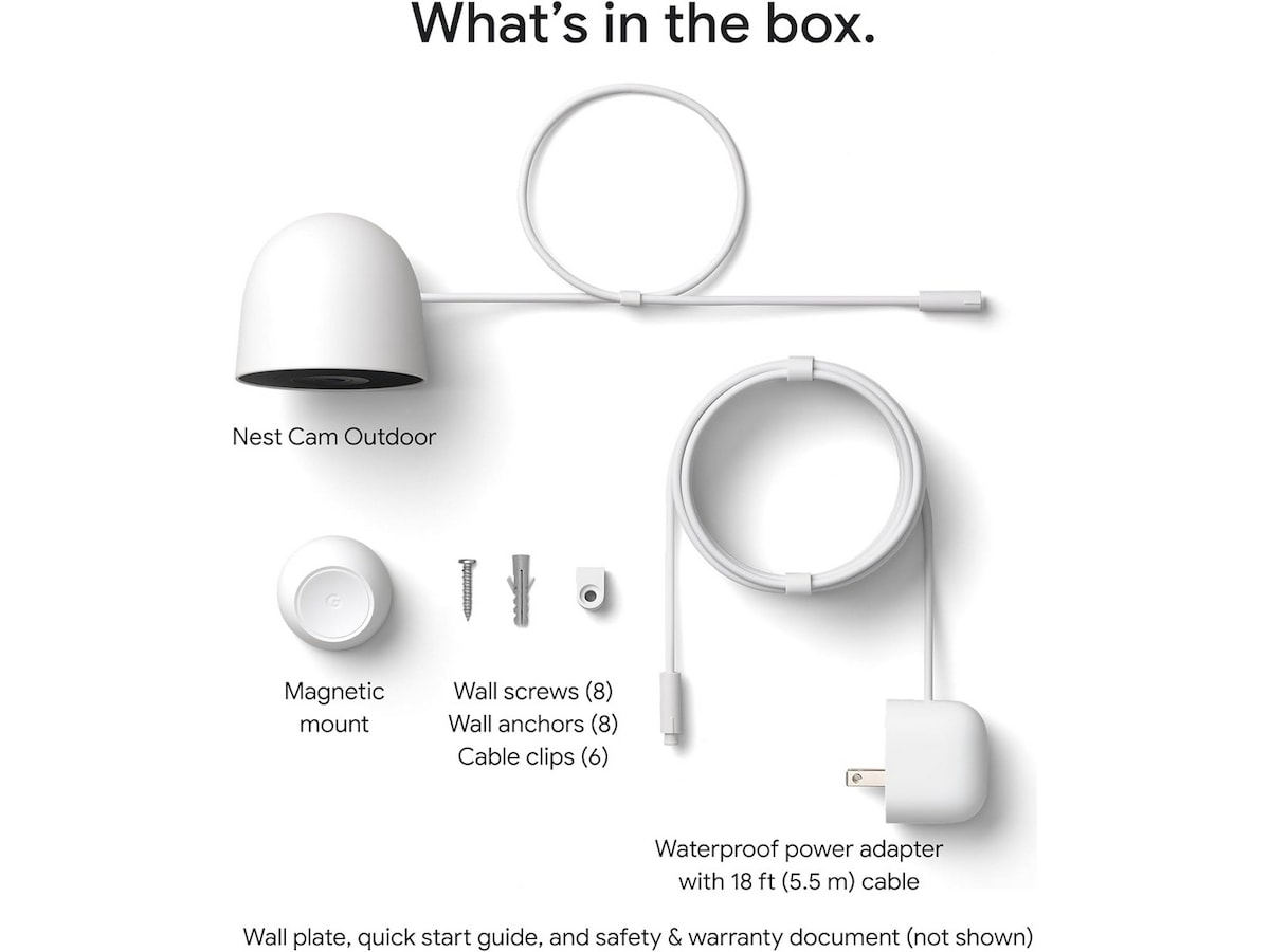 Google Nest Cam utomhus 2:a gen (med sladd, vit) Övervakningskamera