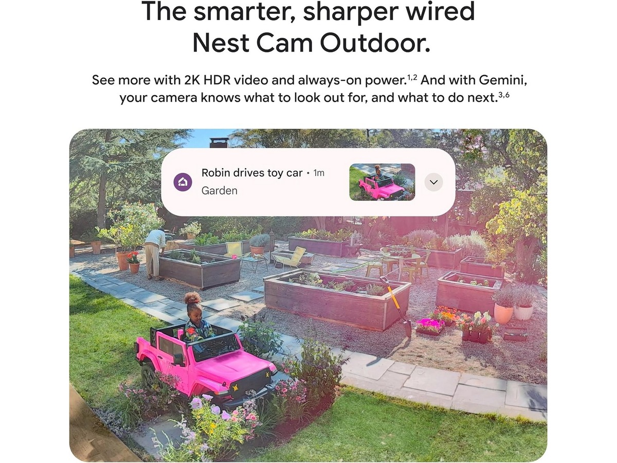 Google Nest Cam utomhus 2:a gen (med sladd, vit) Övervakningskamera