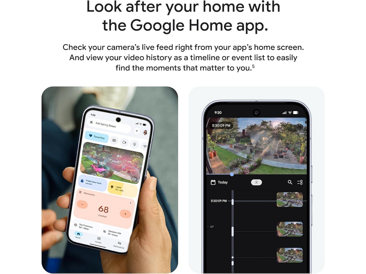 Google Nest Cam utomhus 2:a gen (med sladd, vit) Övervakningskamera