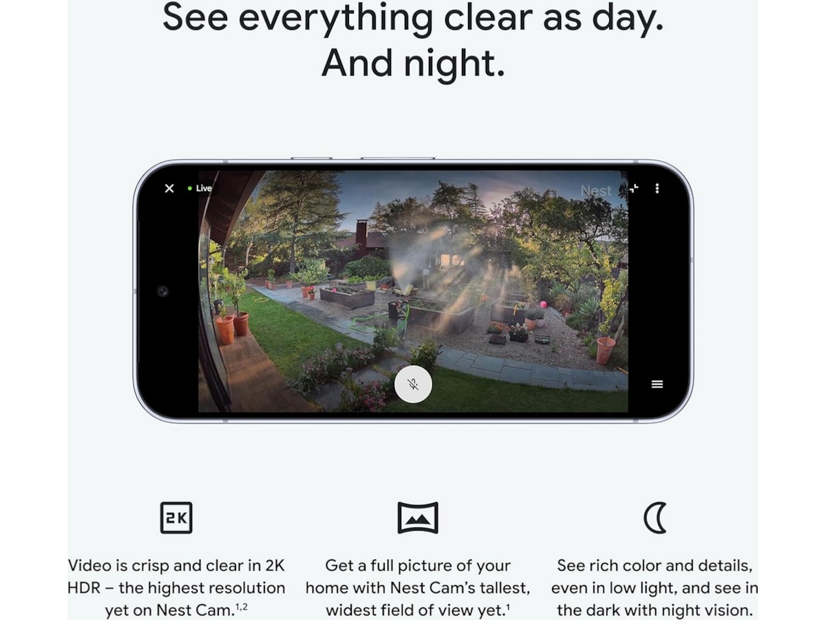 Google Nest Cam utomhus 2:a gen (med sladd, vit) Övervakningskamera